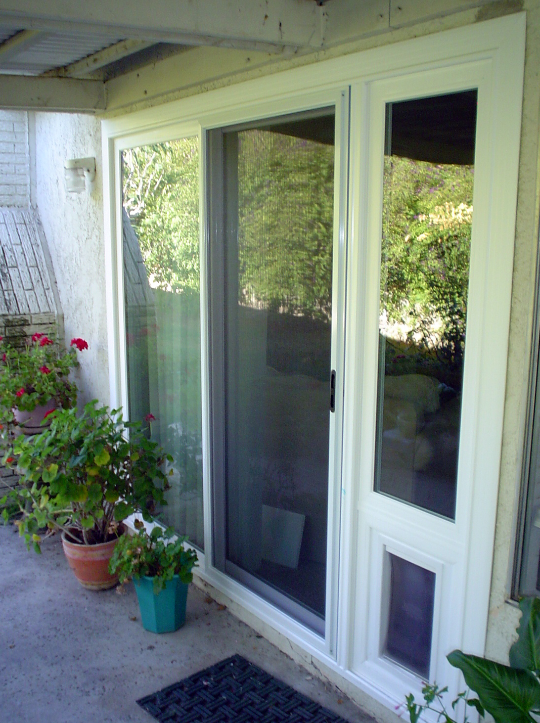 Patio door with integrated pet door