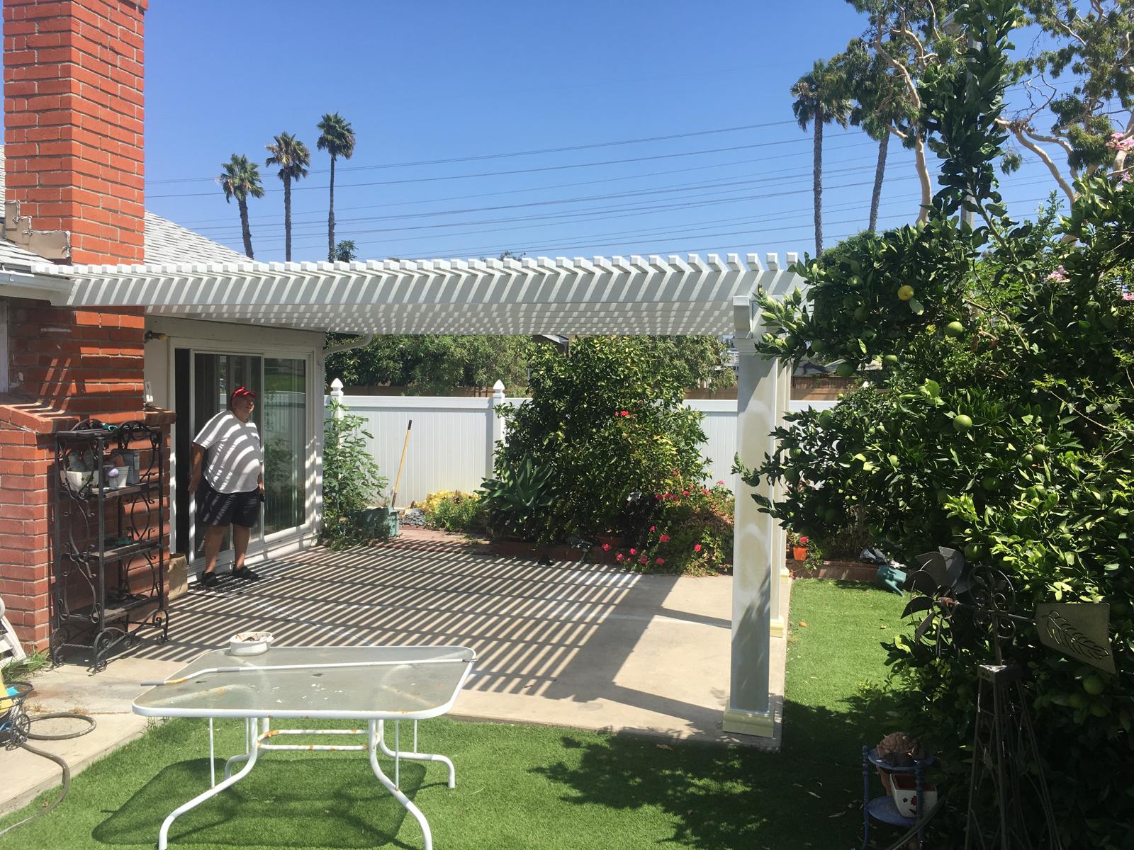 Covered outdoor patio living area